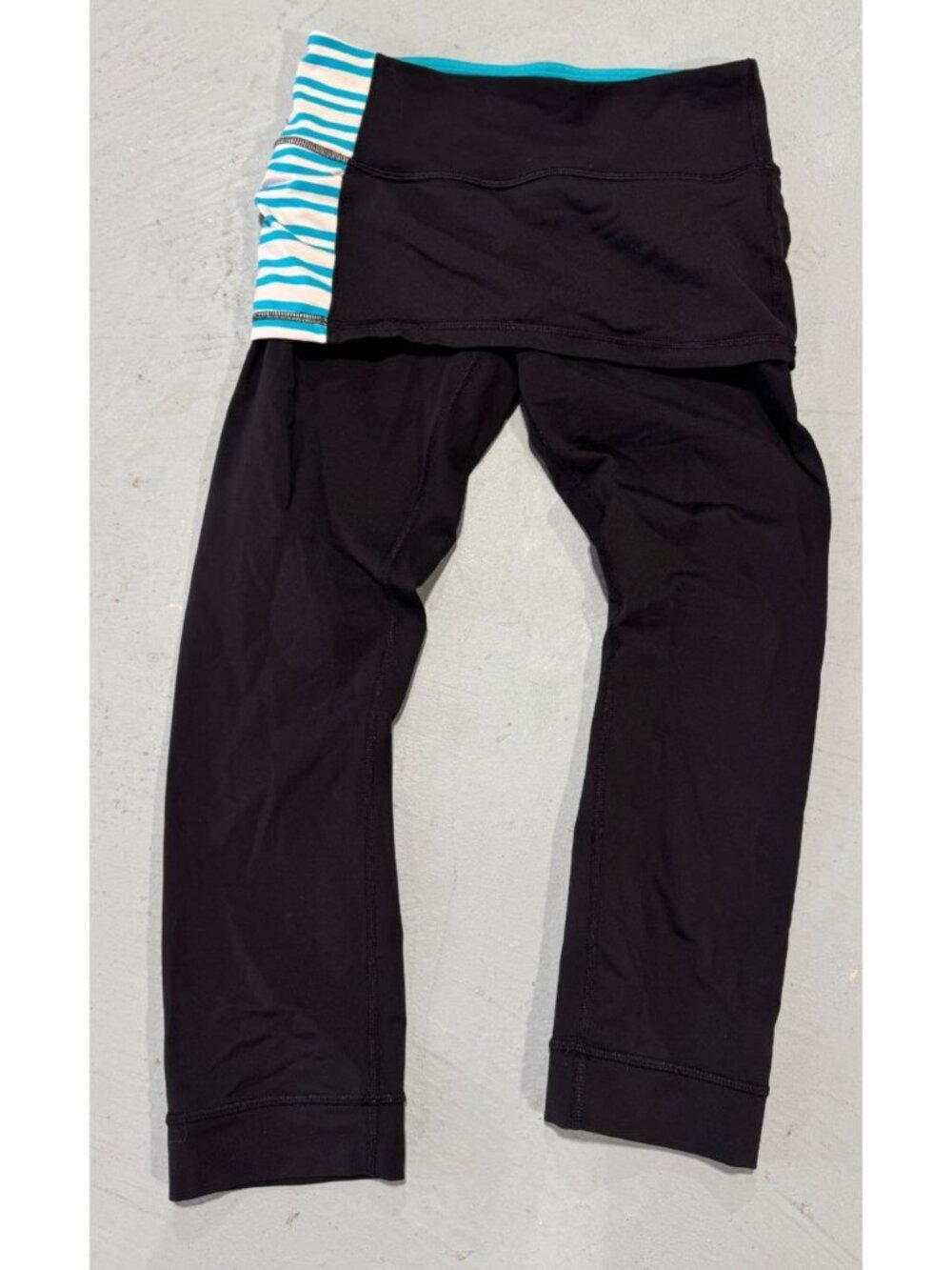 90s Lululemon Black Leggings Go Go Crop Pants Stripe Skirt Yoga Activewear Sz 6
